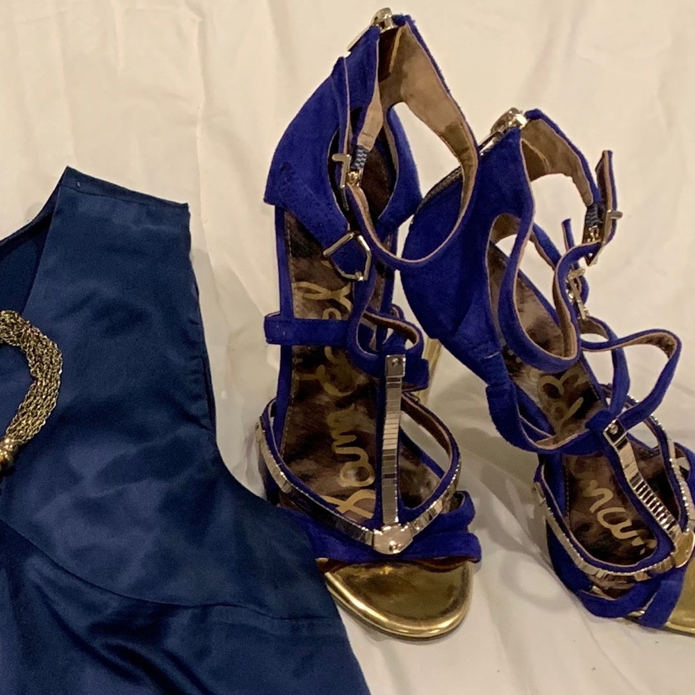 Stunning blue and Gold heels